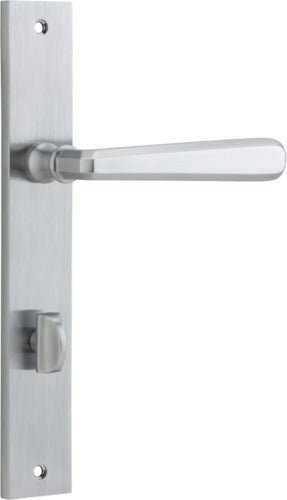 Copenhagen Lever - Rectangular Backplate - Entry Point - Iver - Brushed Chrome - Door Levers