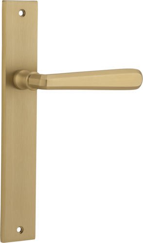 Copenhagen Lever - Rectangular Backplate - Entry Point - Iver - Brushed Brass - Door Levers