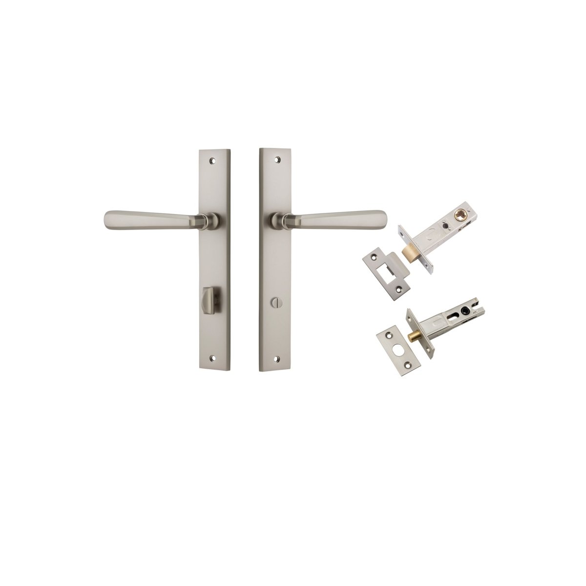 Copenhagen Lever - Rectangular Backplate - Entry Point - Iver - Satin Nickel - Door Levers