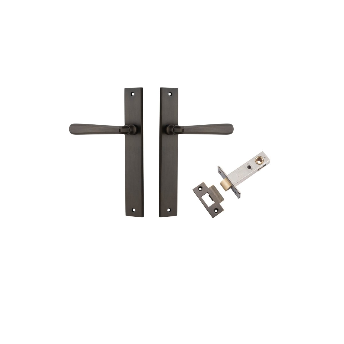 Copenhagen Lever - Rectangular Backplate - Entry Point - Iver - Signature Brass - Door Levers