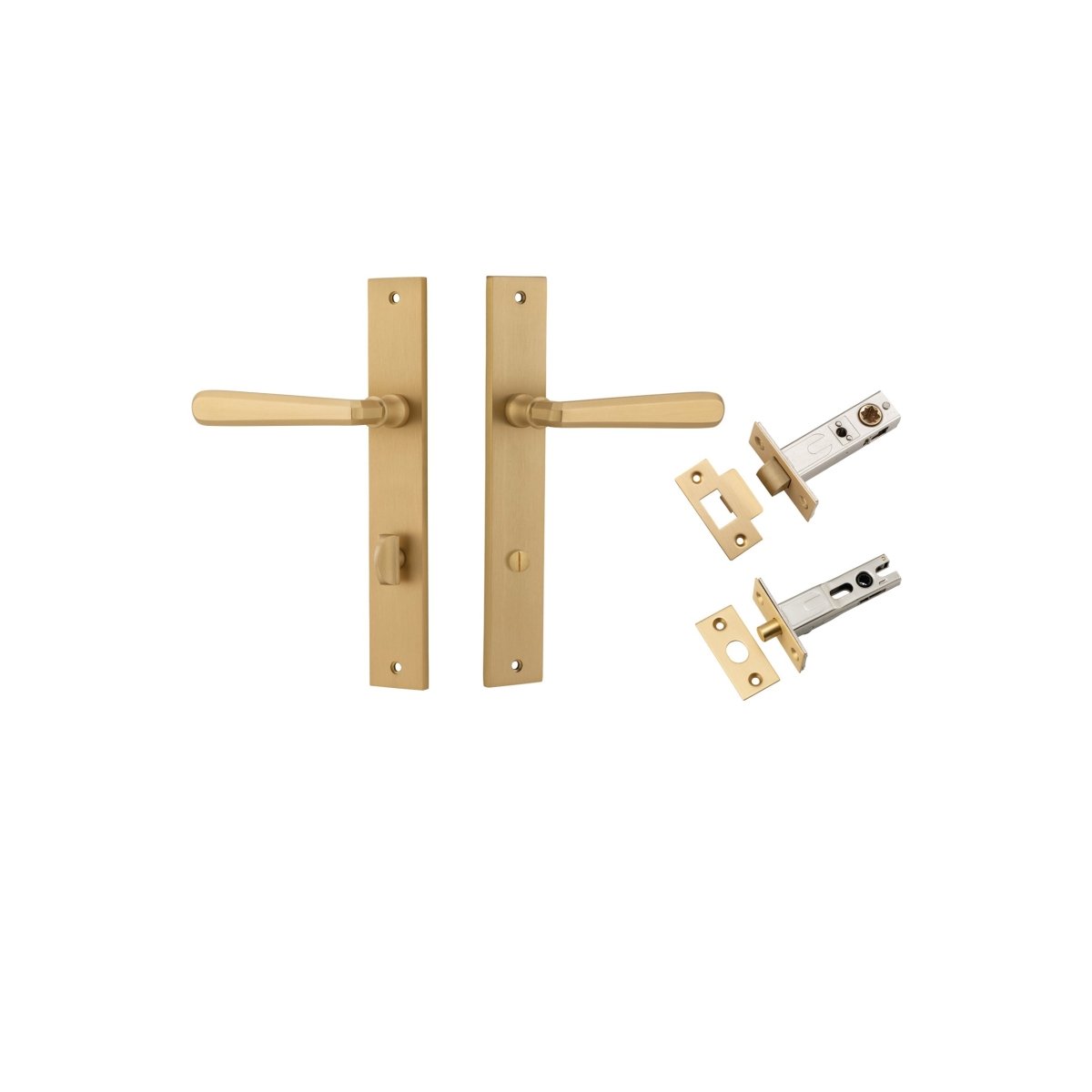 Copenhagen Lever - Rectangular Backplate - Entry Point - Iver - Brushed Brass - Door Levers