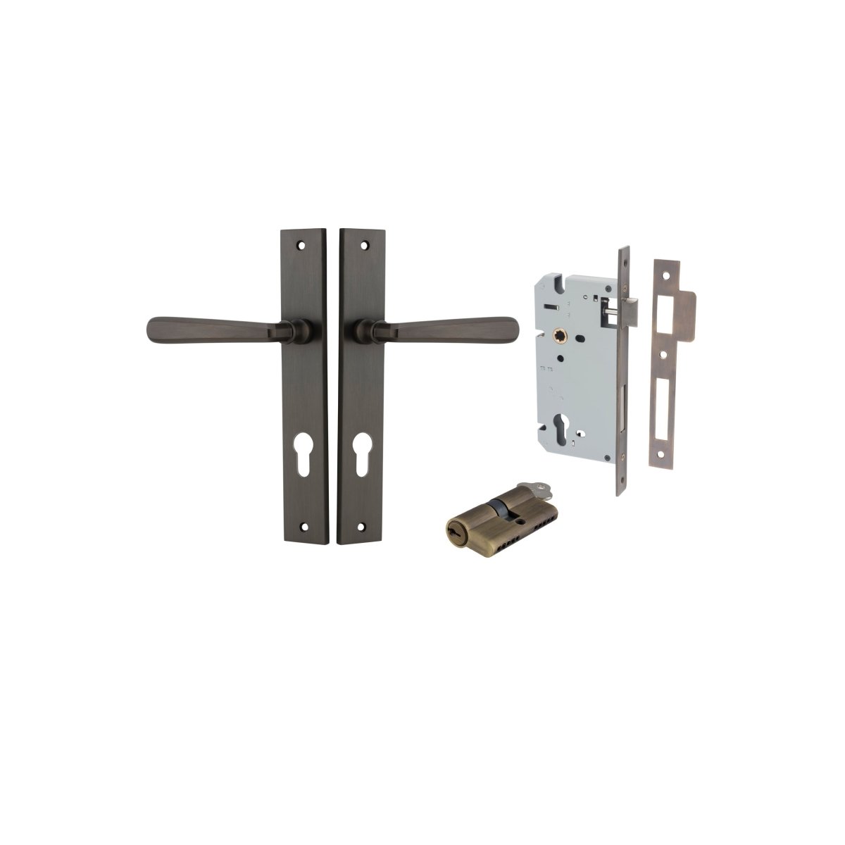 Copenhagen Lever - Rectangular Backplate - Entry Point - Iver - Signature Brass - Door Levers