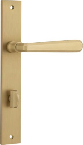 Copenhagen Lever - Rectangular Backplate - Entry Point - Iver - Brushed Brass - Door Levers