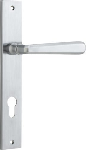 Copenhagen Lever - Rectangular Backplate - Entry Point - Iver - Brushed Chrome - Door Levers