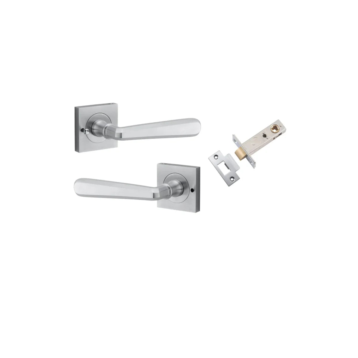 Copenhagen Lever - Square Rose - Entry Point - Iver - Brushed Chrome - Door Levers