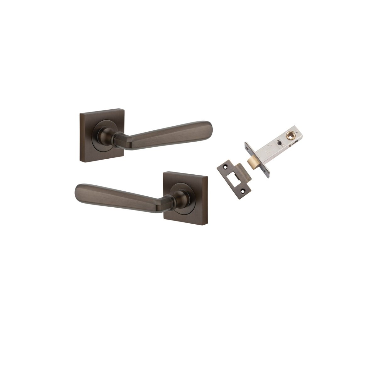 Copenhagen Lever - Square Rose - Entry Point - Iver - Signature Brass - Door Levers