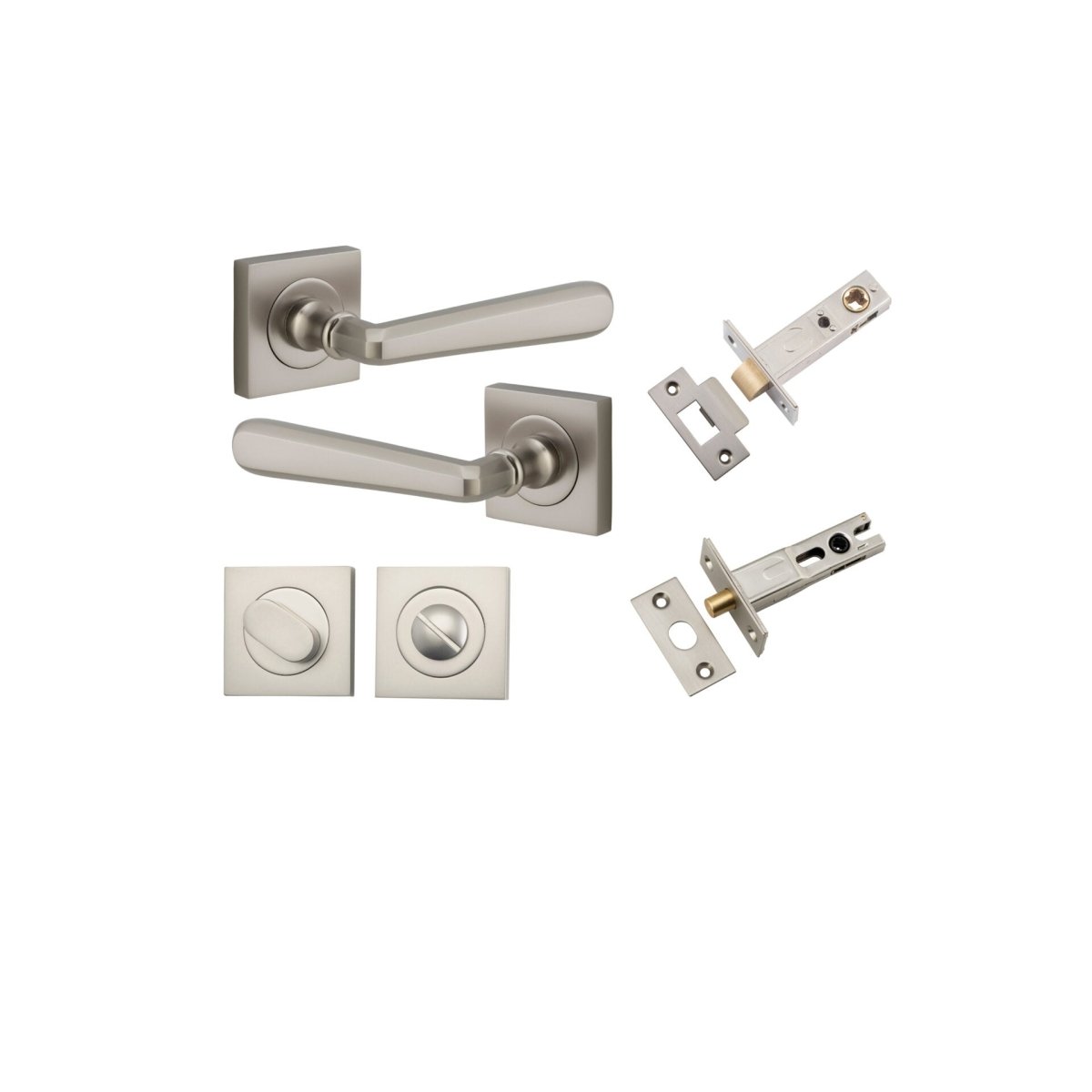 Copenhagen Lever - Square Rose - Entry Point - Iver - Satin Nickel - Door Levers