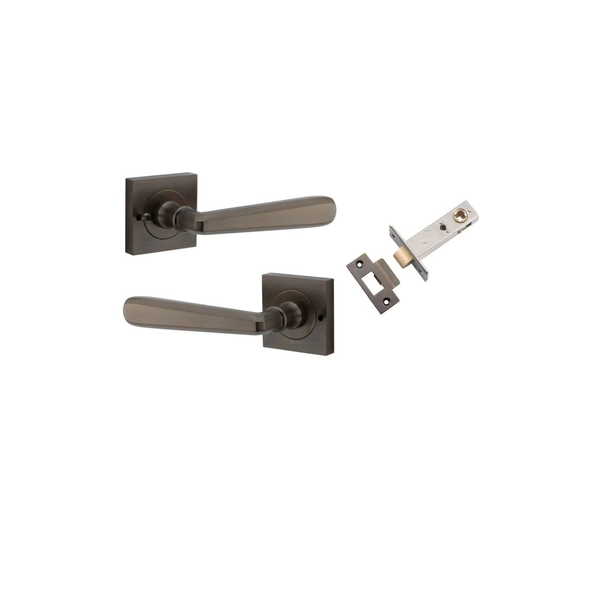 Copenhagen Lever - Square Rose - Entry Point - Iver - Signature Brass - Door Levers