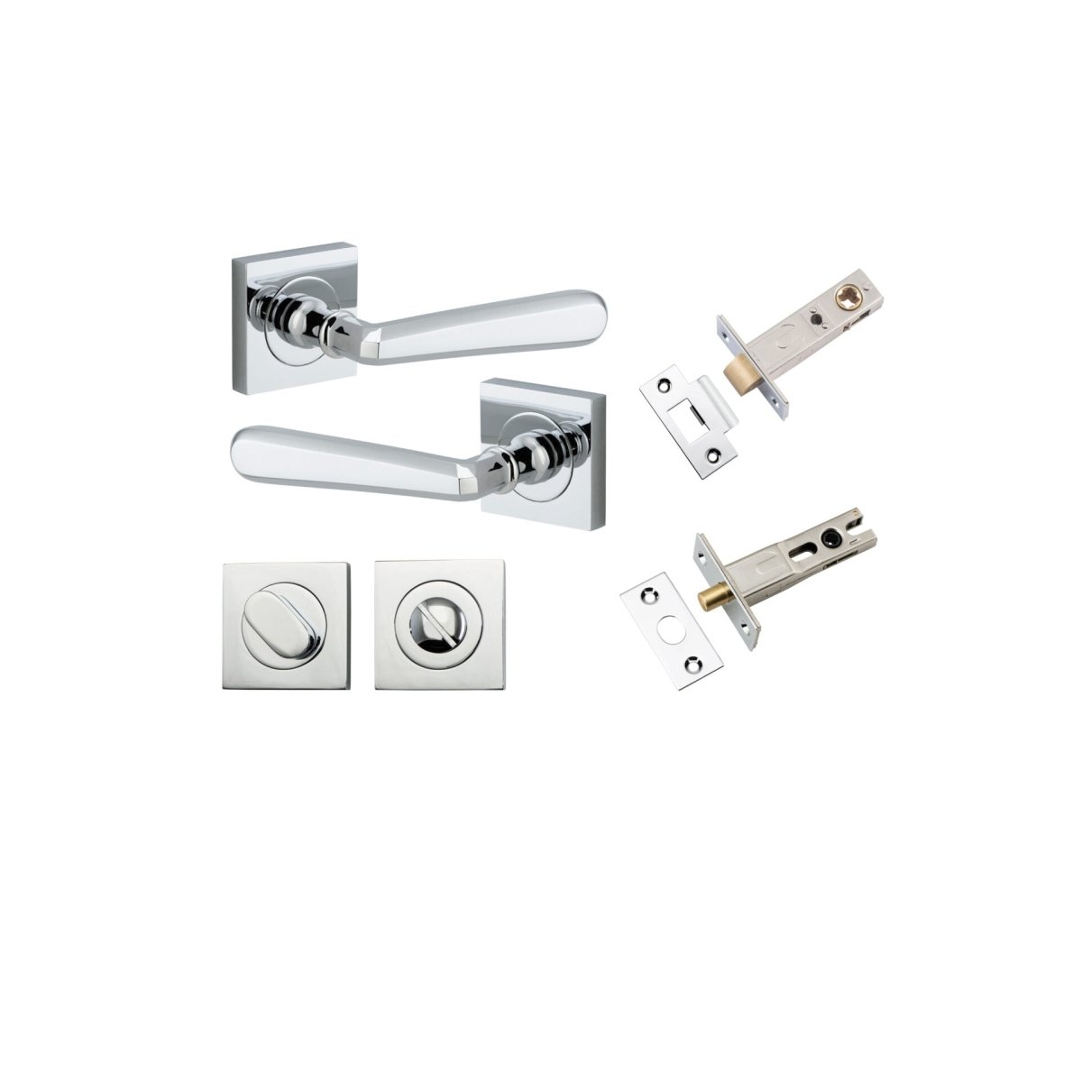 Copenhagen Lever - Square Rose - Entry Point - Iver - Polished Chrome - Door Levers