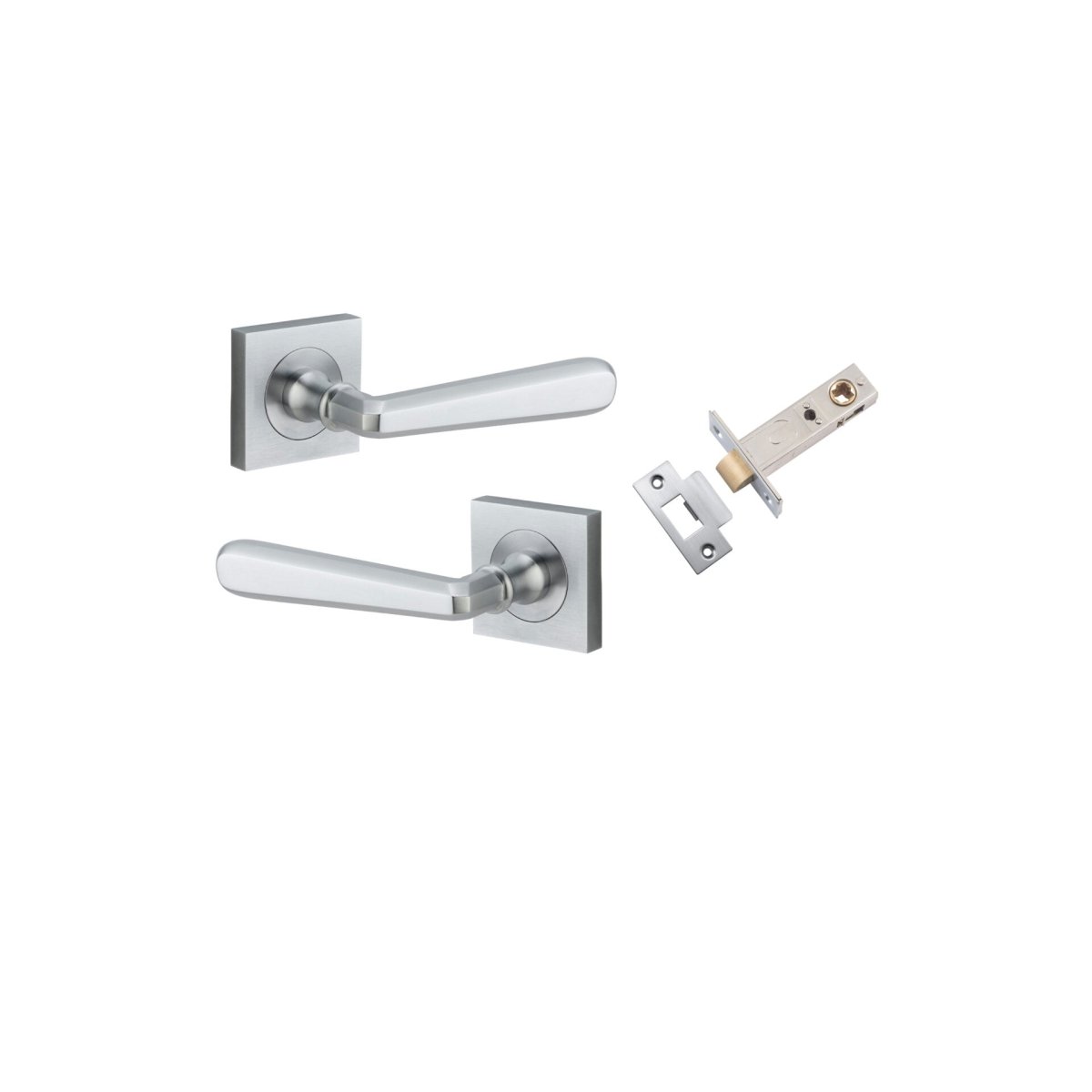 Copenhagen Lever - Square Rose - Entry Point - Iver - Brushed Chrome - Door Levers