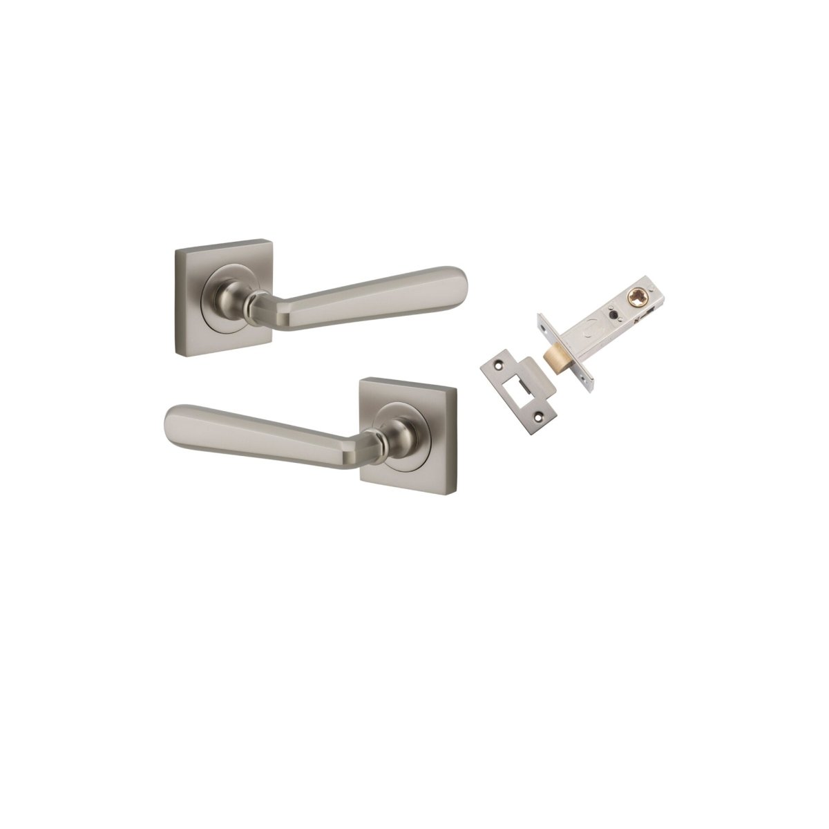 Copenhagen Lever - Square Rose - Entry Point - Iver - Satin Nickel - Door Levers