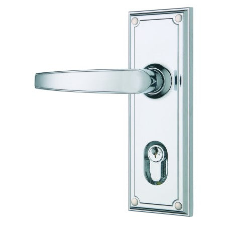 Trilock Traditional Double Cylinder Entrance Lever Set - Bright Chrome