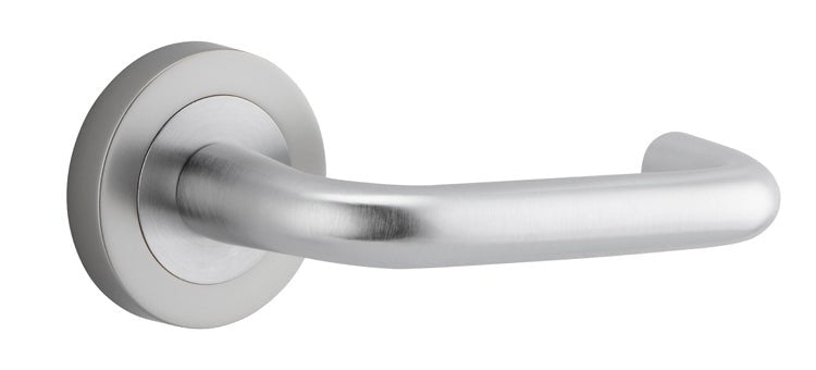 DDA Compliant Oslo Lever - Round Rose - Entry Point - Iver - Brushed Chrome - Door Levers