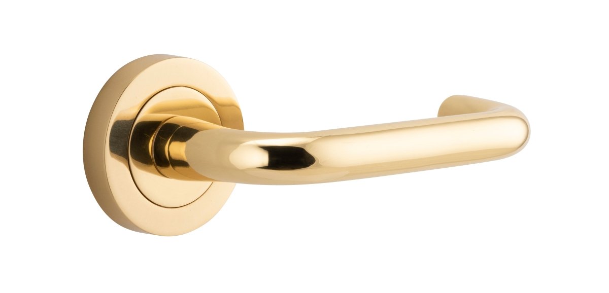 DDA Compliant Oslo Lever - Round Rose - Entry Point - Iver - Polished Brass - Door Levers