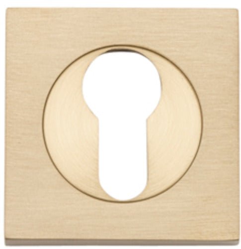 Euro Escutcheons - Square - Entry Point - Iver - Brushed Brass - Escutcheons