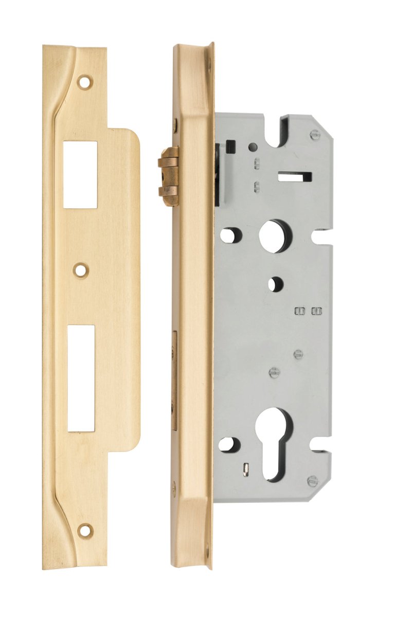 Euro Roller Mortice Locks - Rebated - Entry Point - Iver - Brushed Brass - External Locks