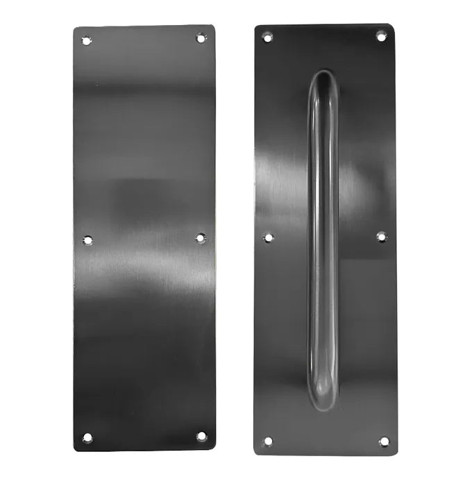 LOCKTON S/Steel (PLAIN) PULL & PUSH PLATE SET (300mm x 100mm) *Black*