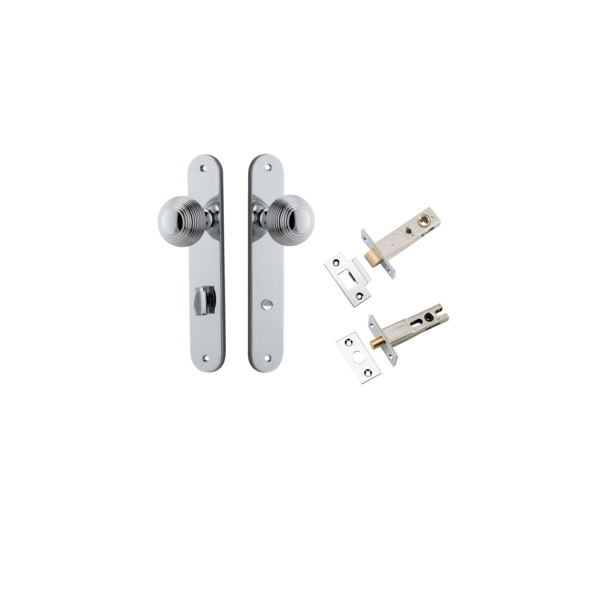 Guildford Knob - Oval Backplate - Entry Point - Iver - Polished Chrome - Door Knobs