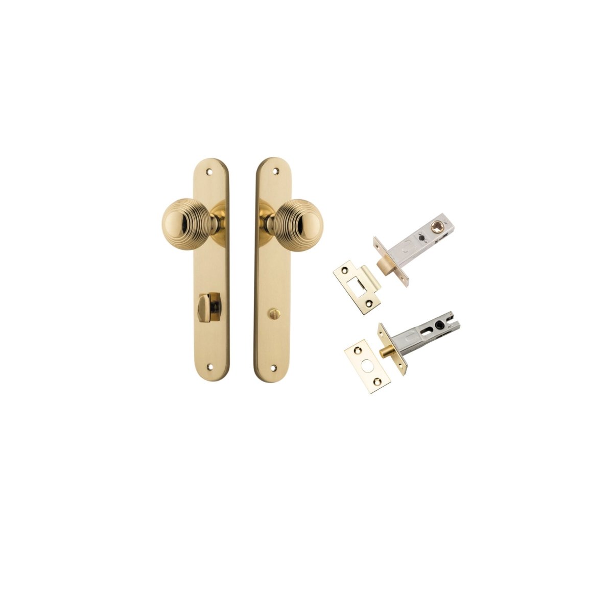 Guildford Knob - Oval Backplate - Entry Point - Iver - Polished Brass - Door Knobs