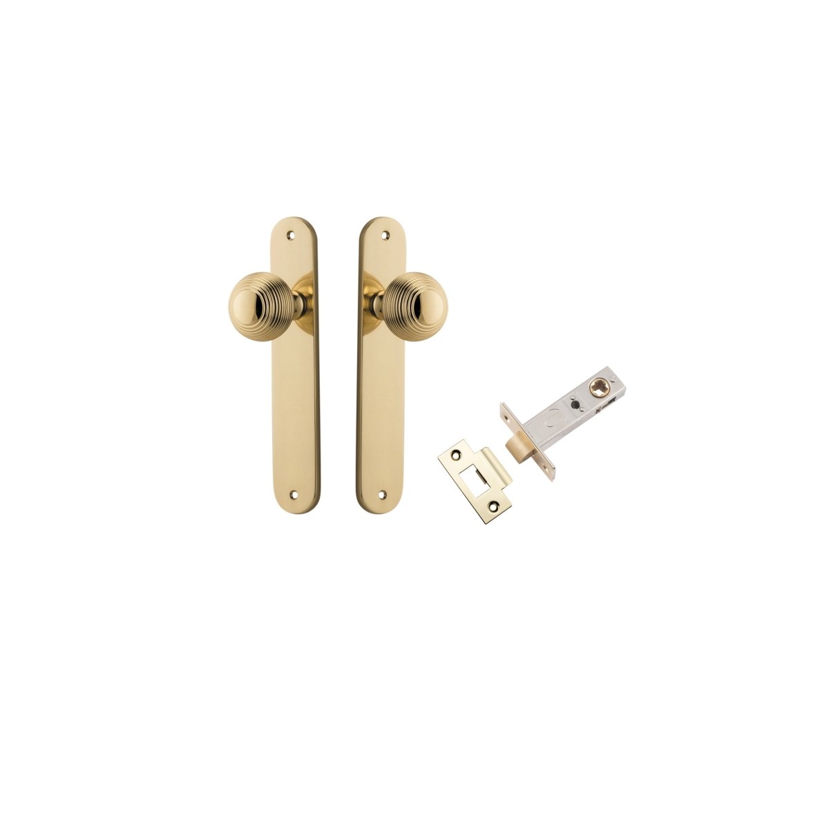 Guildford Knob - Oval Backplate - Entry Point - Iver - Polished Brass - Door Knobs