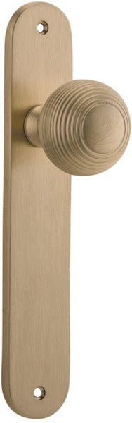 Guildford Knob - Oval Backplate - Entry Point - Iver - Brushed Brass - Door Knobs