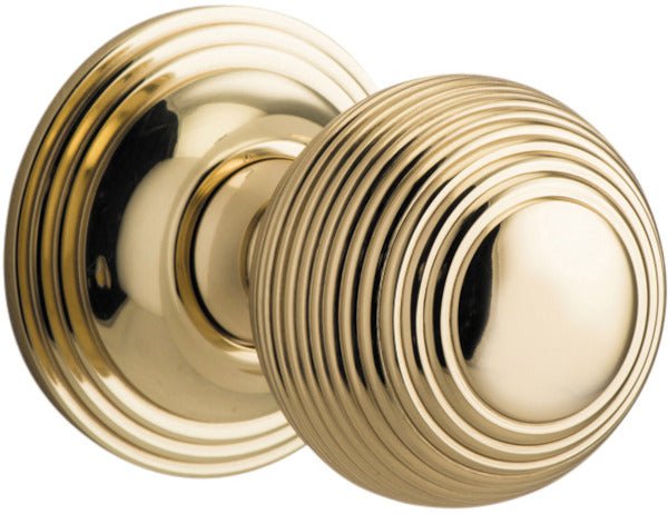 Guildford Knob - Round Rose - Entry Point - Iver - Polished Brass - Door Knobs