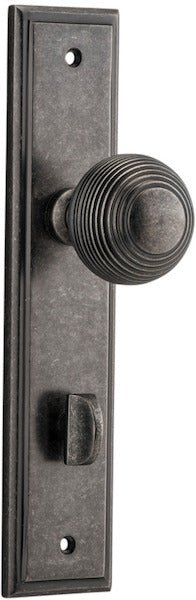 Guildford Knob - Stepped Backplate - Entry Point - Iver - Distressed Nickel - Door Knobs