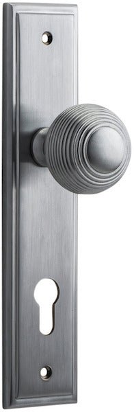 Guildford Knob - Stepped Backplate - Entry Point - Iver - Brushed Chrome - Door Knobs