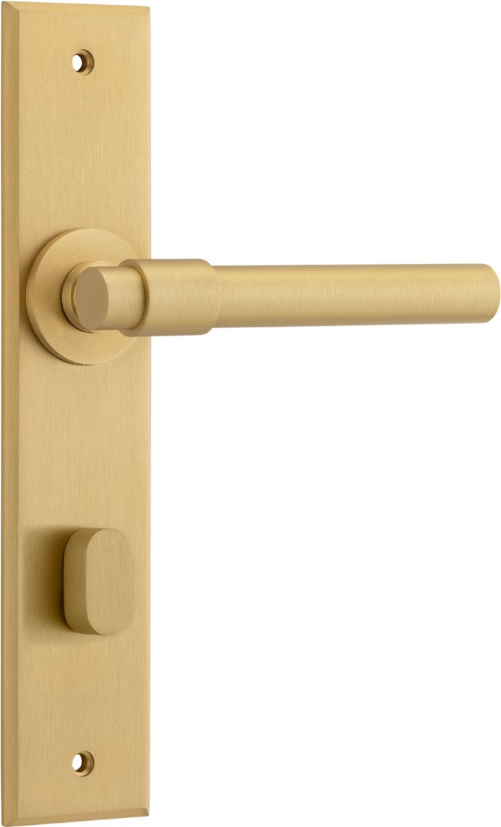 Helsinki Lever - Chamfered Backplate - Entry Point - Iver - Brushed Brass - Door Levers