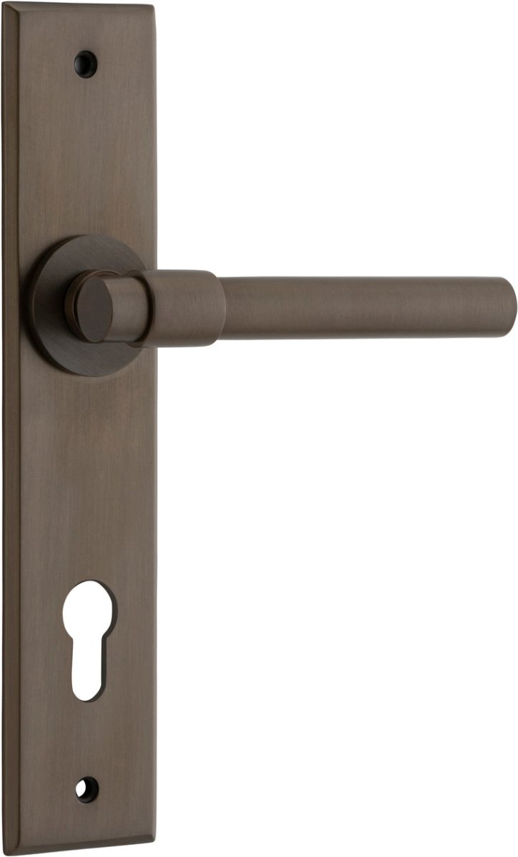 Helsinki Lever - Chamfered Backplate - Entry Point - Iver - Signature Brass - Door Levers