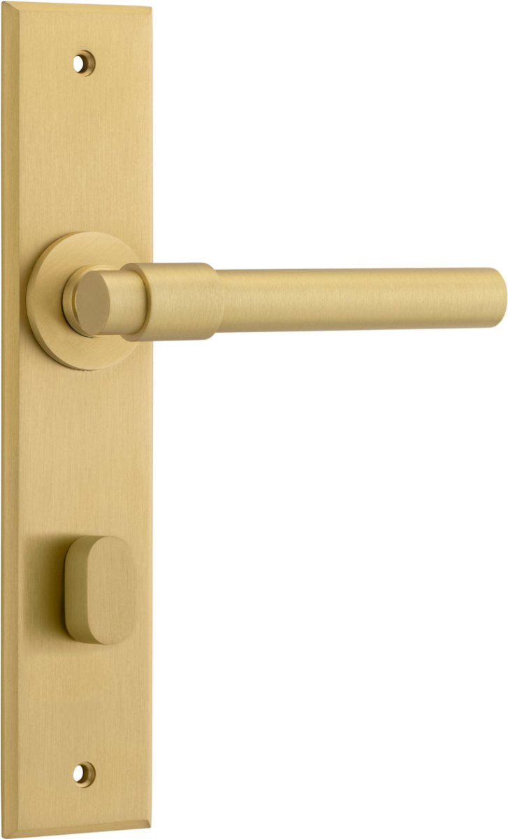 Helsinki Lever - Chamfered Backplate - Entry Point - Iver - Brushed Gold PVD - Door Levers