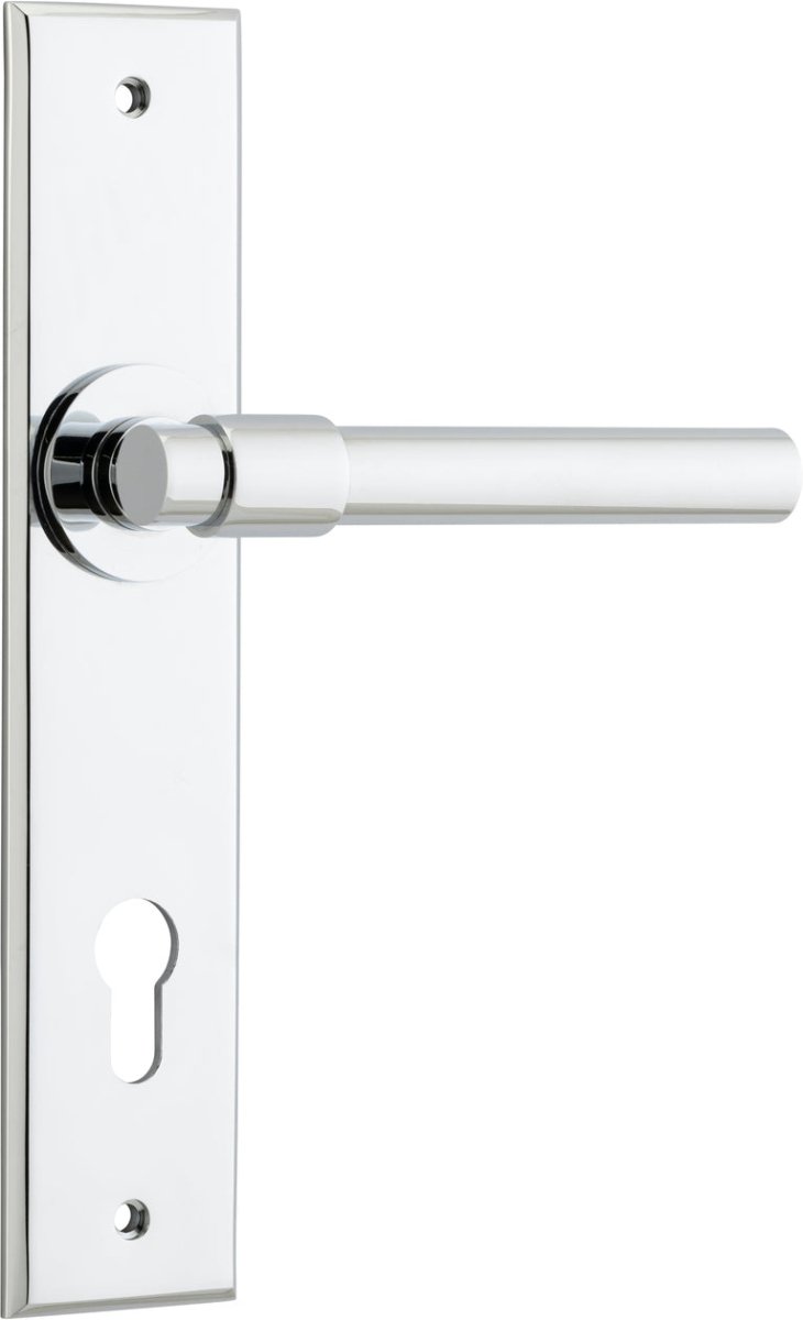 Helsinki Lever - Chamfered Backplate - Entry Point - Iver - Polished Chrome - Door Levers