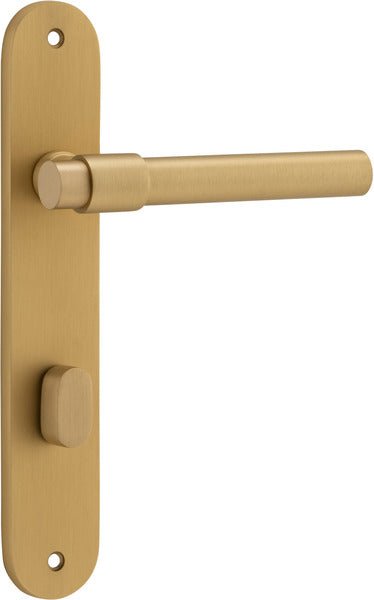 Helsinki Lever - Oval Backplate - Entry Point - Iver - Brushed Brass - Door Levers