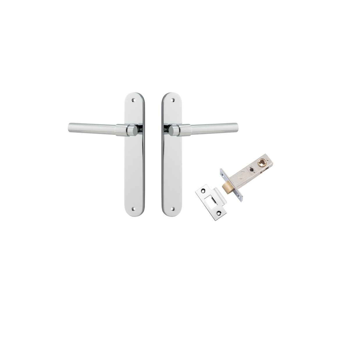 Helsinki Lever - Oval Backplate - Entry Point - Iver - Polished Chrome - Door Levers