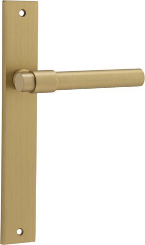 Helsinki Lever - Rectangular Backplate - Entry Point - Iver - Brushed Brass - Door Levers