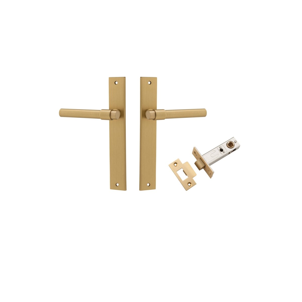 Helsinki Lever - Rectangular Backplate - Entry Point - Iver - Brushed Brass - Door Levers