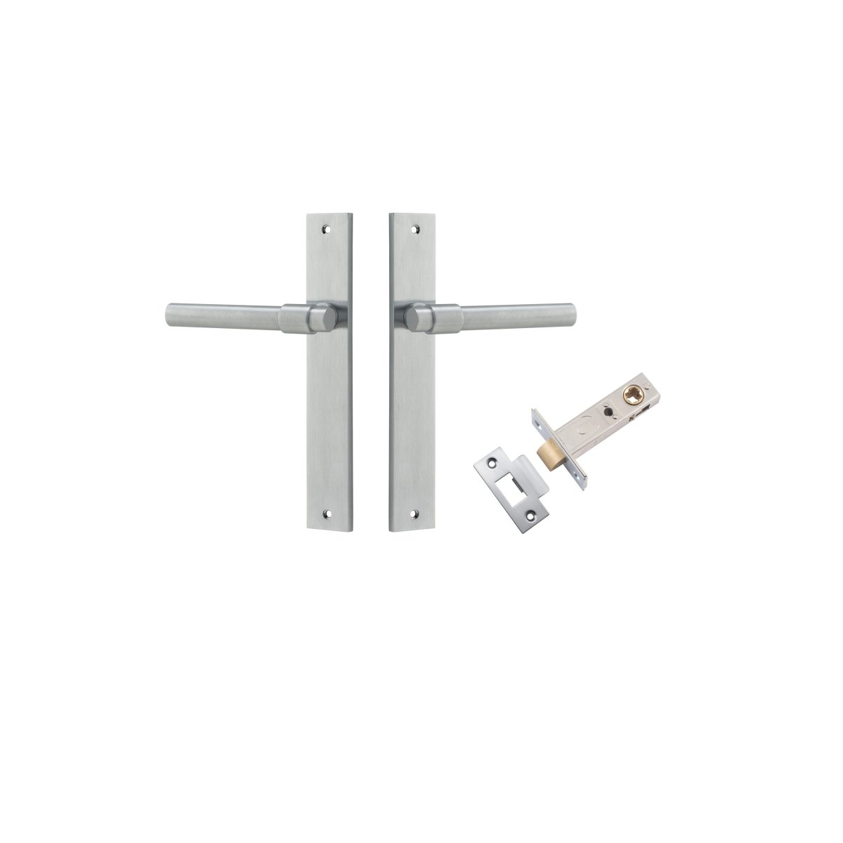 Helsinki Lever - Rectangular Backplate - Entry Point - Iver - Brushed Chrome - Door Levers