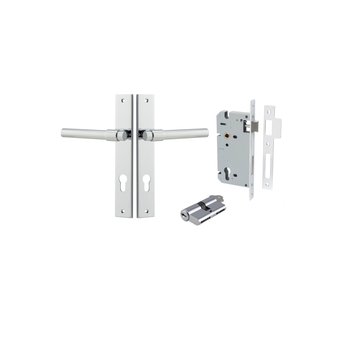 Helsinki Lever - Rectangular Backplate - Entry Point - Iver - Polished Chrome - Door Levers