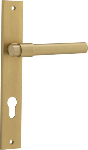 Helsinki Lever - Rectangular Backplate - Entry Point - Iver - Brushed Brass - Door Levers