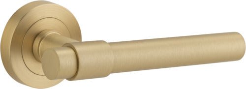 Helsinki Lever - Round Rose - Entry Point - Iver - Brushed Brass - Door Levers