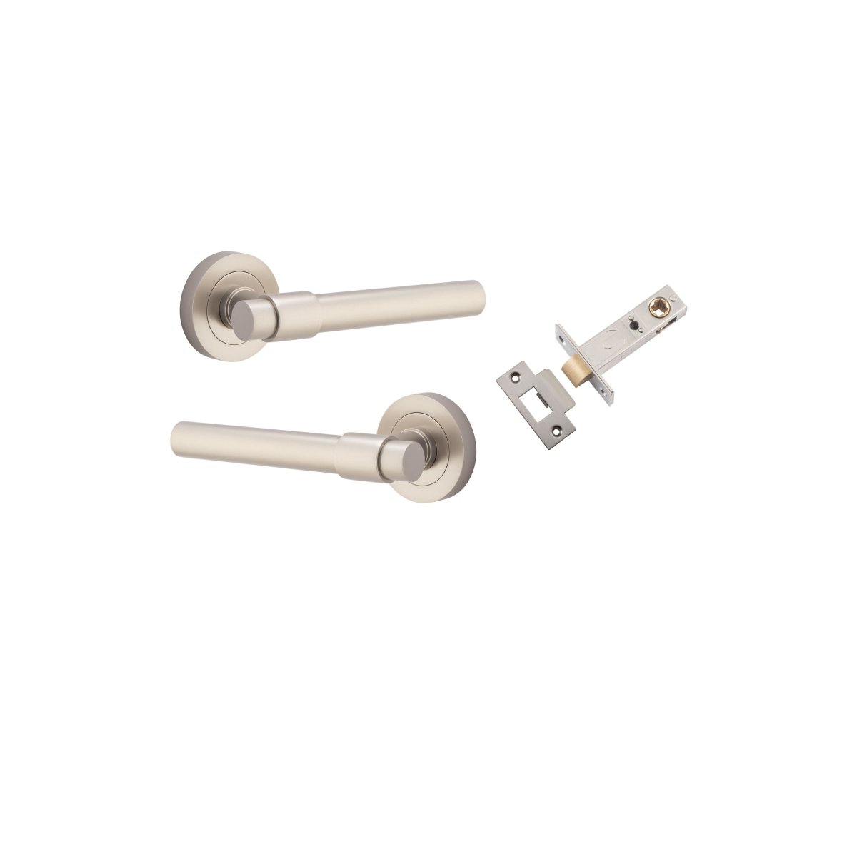 Helsinki Lever - Round Rose - Entry Point - Iver - Satin Nickel - Door Levers