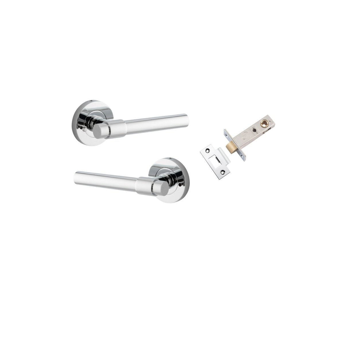 Helsinki Lever - Round Rose - Entry Point - Iver - Polished Chrome - Door Levers