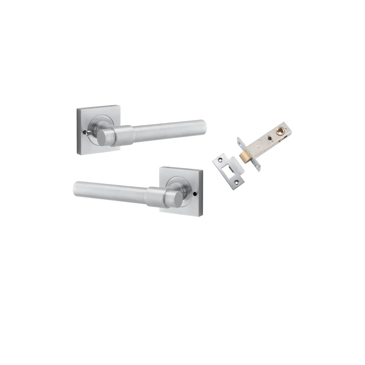 Helsinki Lever - Square Rose - Entry Point - Iver - Brushed Chrome - Door Levers