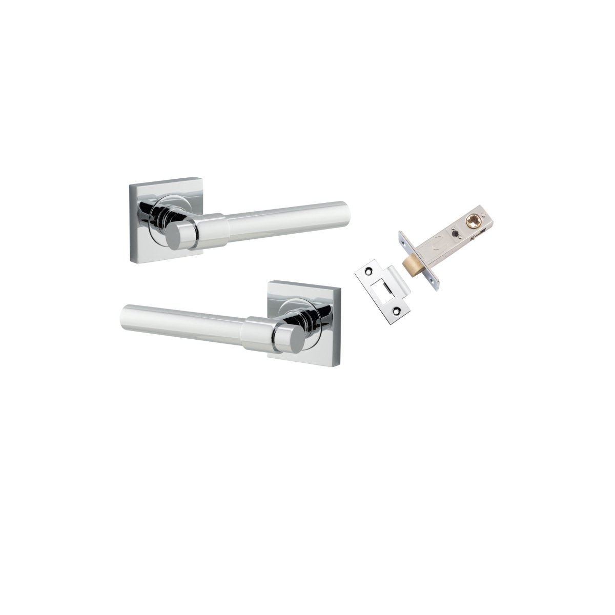 Helsinki Lever - Square Rose - Entry Point - Iver - Polished Chrome - Door Levers