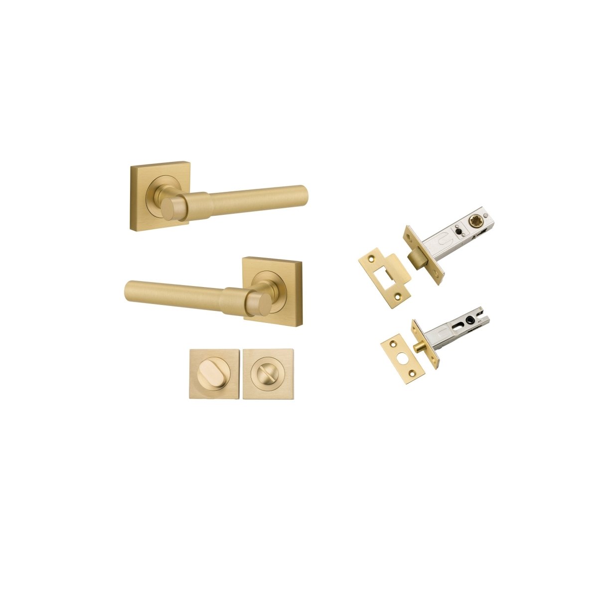 Helsinki Lever - Square Rose - Entry Point - Iver - Brushed Gold PVD - Door Levers