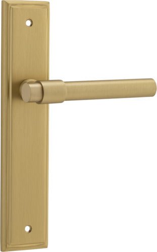 Helsinki Lever - Stepped Backplate - Entry Point - Iver - Brushed Brass - Door Levers