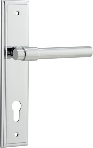 Helsinki Lever - Stepped Backplate - Entry Point - Iver - Polished Chrome - Door Levers