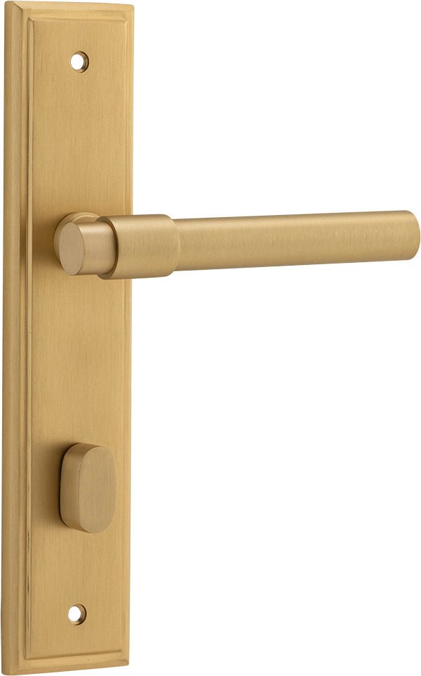 Helsinki Lever - Stepped Backplate - Entry Point - Iver - Brushed Brass - Door Levers