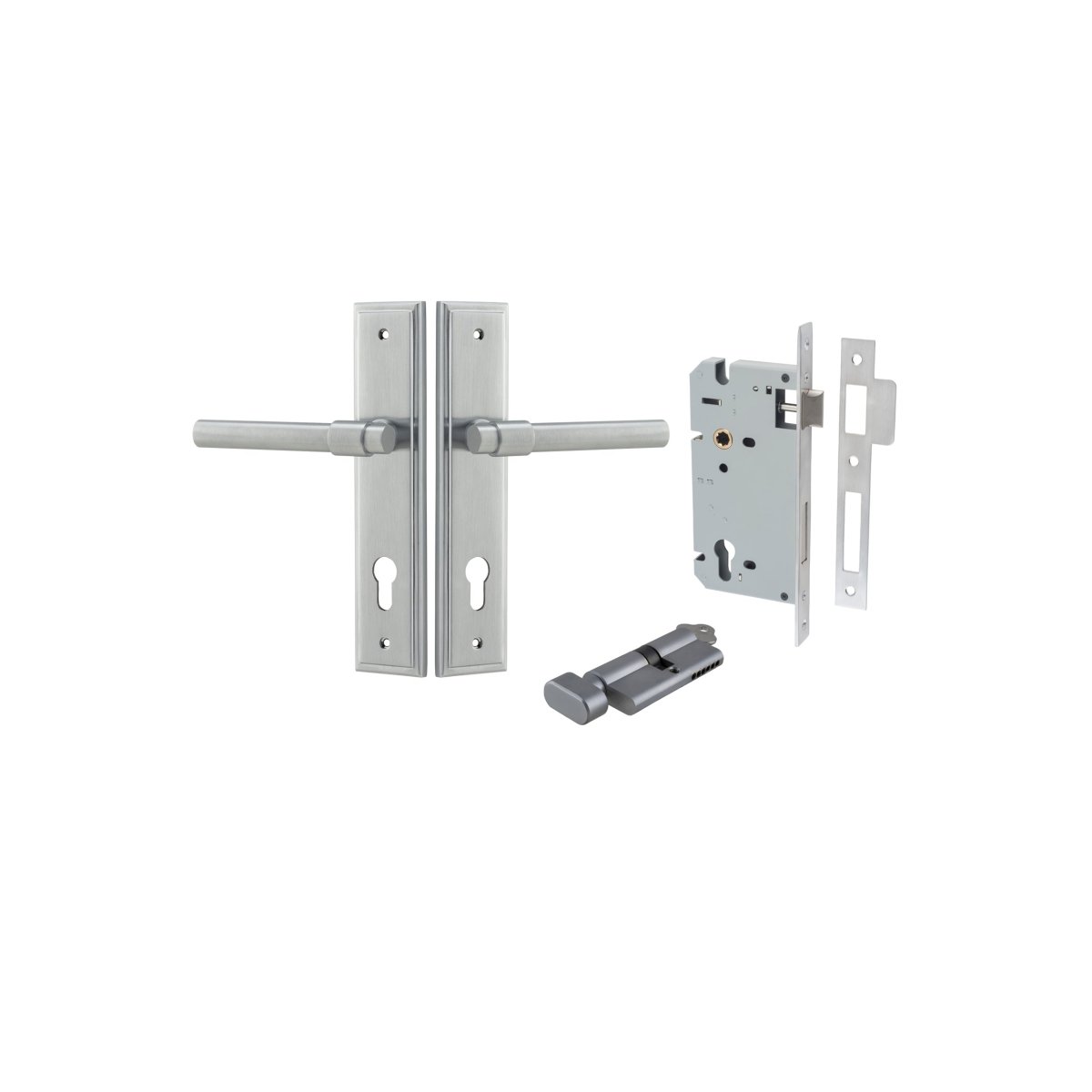 Helsinki Lever - Stepped Backplate - Entry Point - Iver - Brushed Chrome - Door Levers