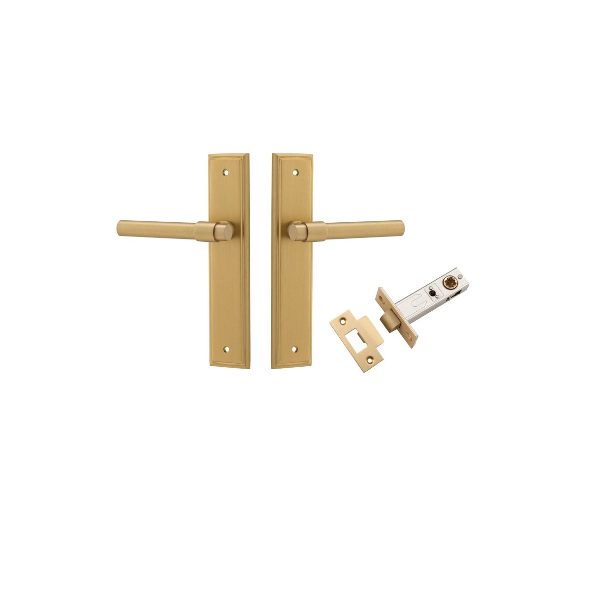 Helsinki Lever - Stepped Backplate - Entry Point - Iver - Brushed Brass - Door Levers